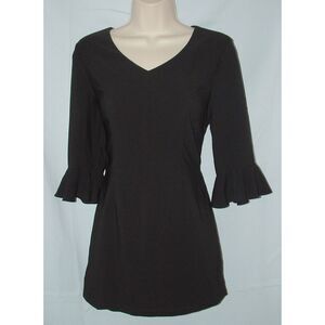 SUITE ALICE Sz XS Solid Black 3/4 Flounce Sleeve Mini Pencil Dress NEW NWT